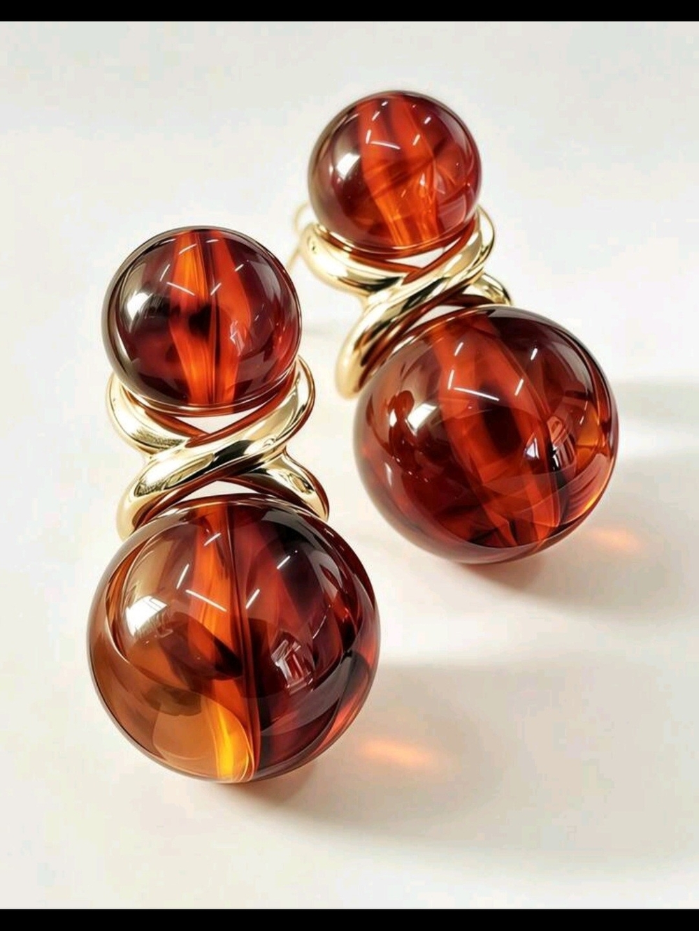 Amber Glamorous Globe Double-Drop Earrings